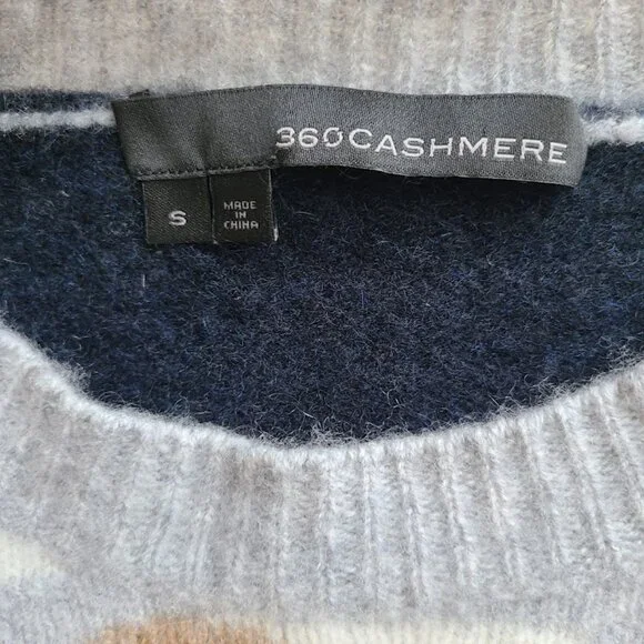 360Cashmere 100% Cashmere Cropped Camo Sweater Women’s Size Small Gray Taupe Cre - Picture 4 of 8